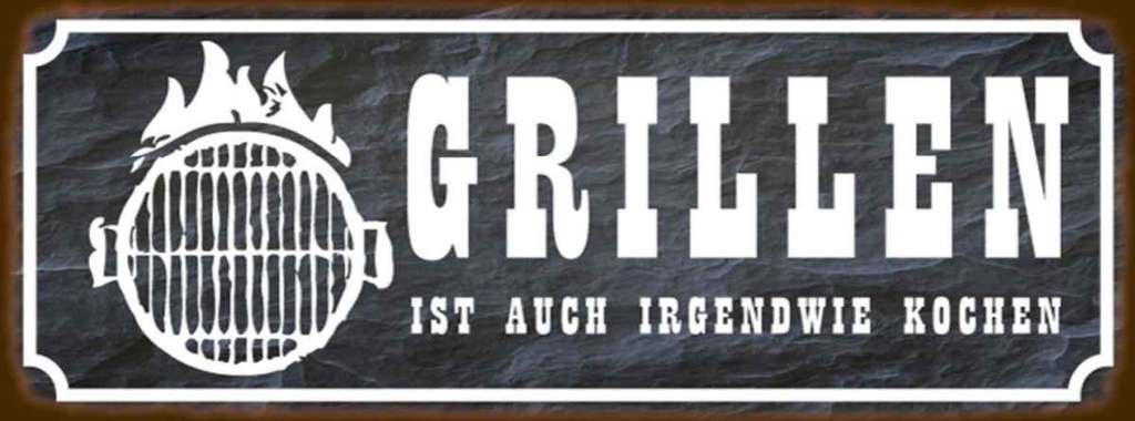 Holzschild 10x27 cm Grillen ist auch Kochen Spruch Zitat