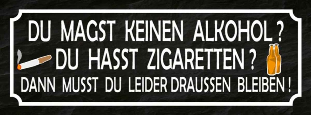 [LA-116598-H] Holzschild 10x27 cm du magst keinen Alkohol hasst Spruch Zitat