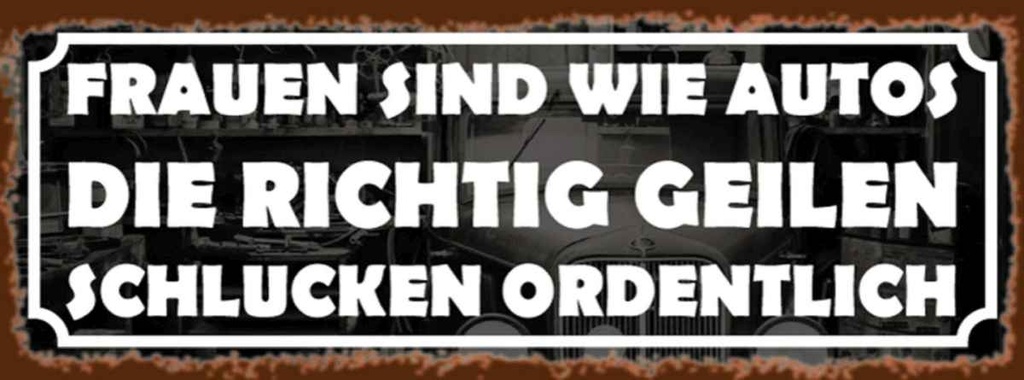 Holzschild 10x27 cm Frauen sind wie Autos Männer
