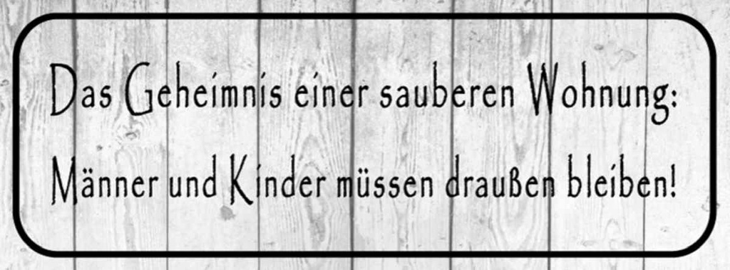 Holzschild 10x27 cm Geheimnis einer sauberen Wohnung Spruch Zitat