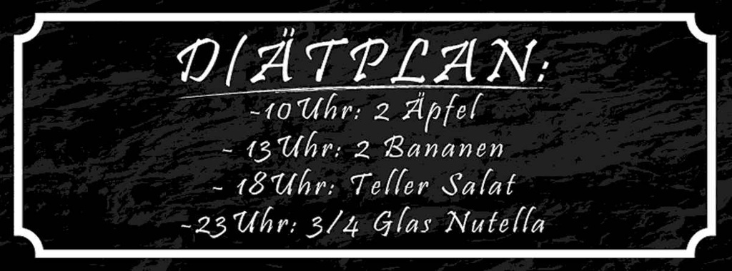 Holzschild 10x27 cm Diätplan 2 Äpfel Bananen Salat Essen Trinken