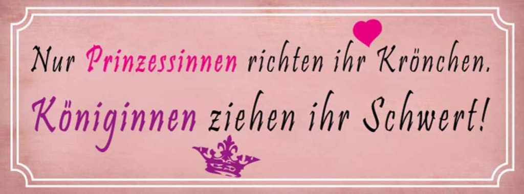 Holzschild 10x27 cm Prinzessinnen richten Krönchen Spruch Zitat