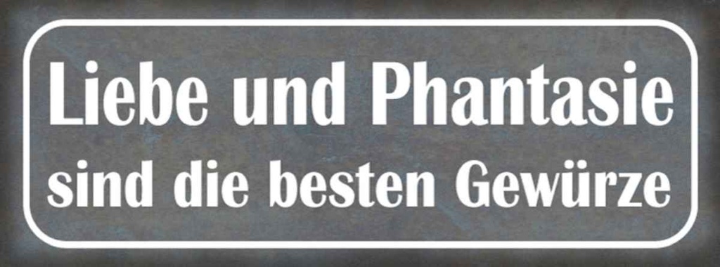 Holzschild 10x27 cm Liebe Phantasie beste Gewürze Dekoration