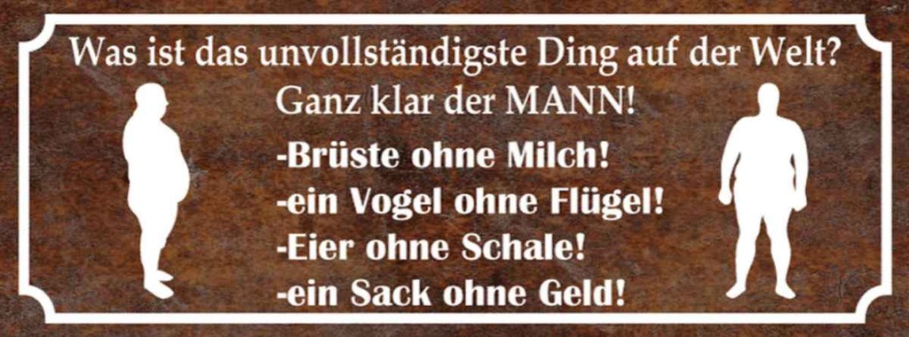 Holzschild 10x27 cm MANN Brüste ohne Milch Eier Spruch Zitat