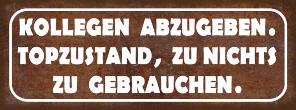 Holzschild 10x27 cm Kollegen abzugeben Topzustand Beruf Arbeit