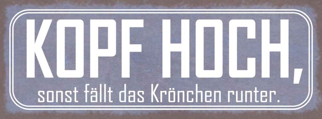 Holzschild 10x27 cm Kopf hoch sonst fällt Krönchen Dekoration