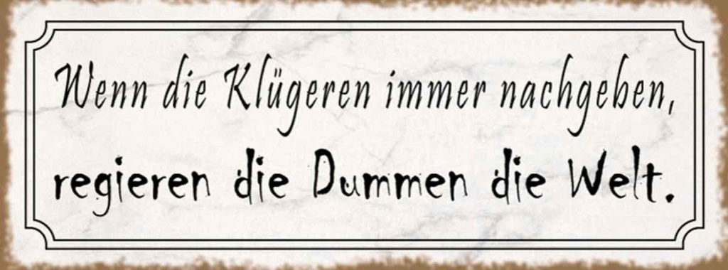 Holzschild 10x27 cm Klügere nachgeben regieren Dumme Spruch Zitat