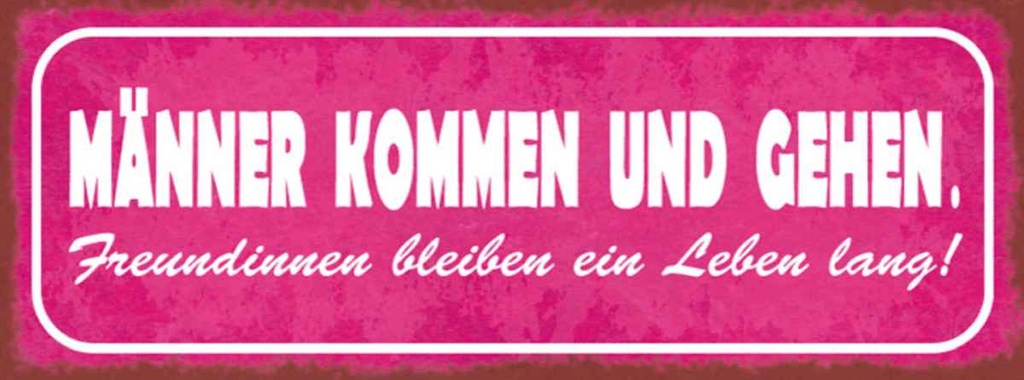 Holzschild 10x27 cm Männer kommen gehen Freundinnen Spruch Zitat