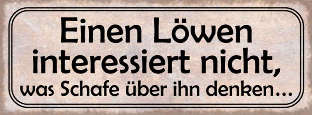 Holzschild 10x27 cm Läwen interessiert Schafe nicht Spruch Zitat