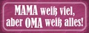 Holzschild 10x27 cm Mama weiß viel Oma alles Familie Freunde