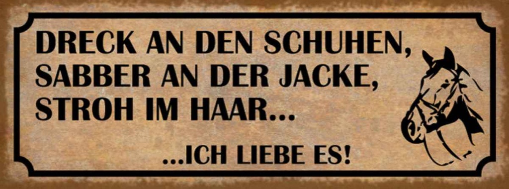 Holzschild 10x27 cm Dreck Shuhen Stroh Haar Reiter Dekoration