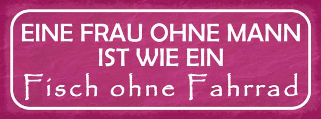 Holzschild 10x27 cm Frau Mann fisch ohne Fahrrad Männer Frauen