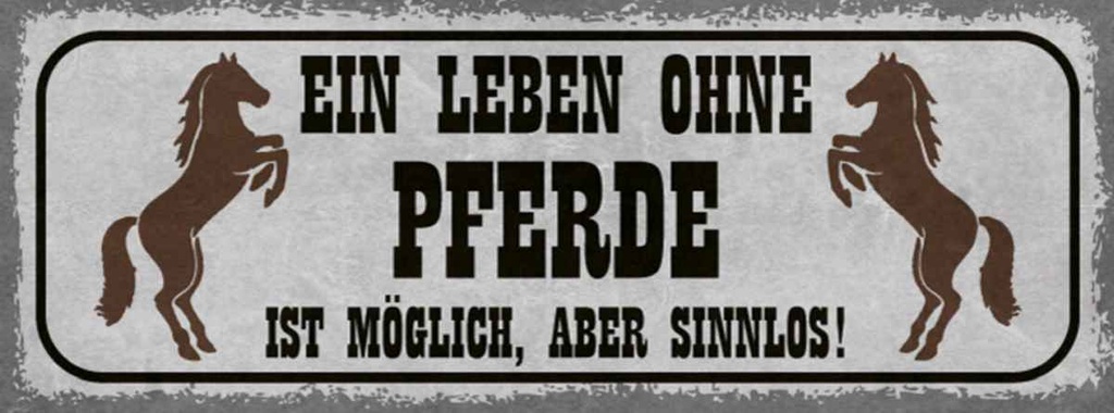 Holzschild 10x27 cm Leben ohne Pferde sinnlos Tier Haustier