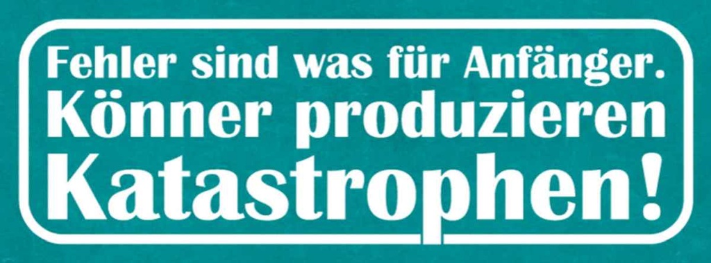 Holzschild 10x27 cm Fehler sind für Anfänger Könner Spruch Zitat