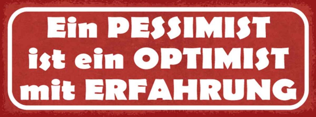Holzschild 10x27 cm Pessimist Optimist Erfahlrung Dekoration