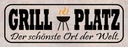 Holzschild 10x27 cm Grill Platz schönster Ort Welt Essen Trinken