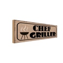 Holzschild 10x27 cm Grill Chef Griller Geschenk
