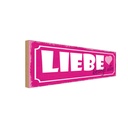 Holzschild 10x27 cm Liebe besiegt alles Herz Dekoration