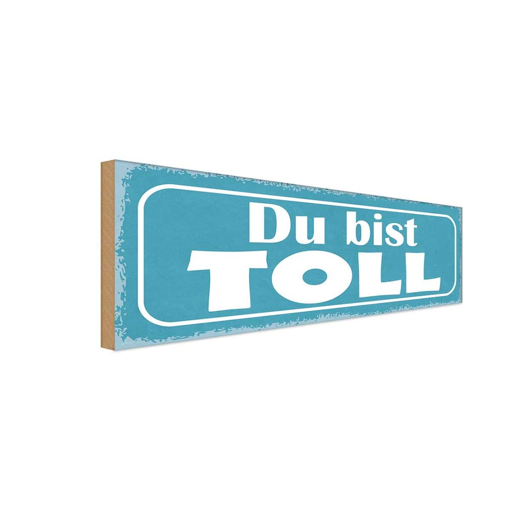 Holzschild 10x27 cm Du bist toll Dekoration