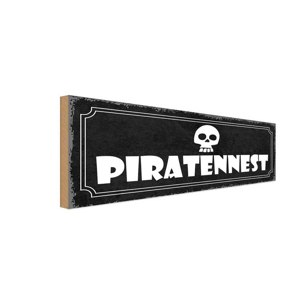 Holzschild 10x27 cm Piratennest Dekoration