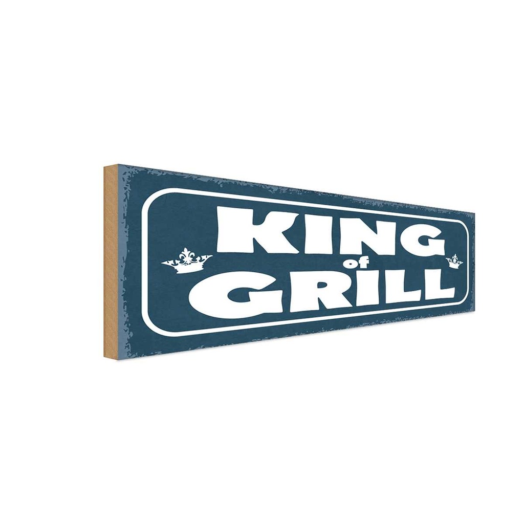 Holzschild 10x27 cm King of Grill Grillen Essen Trinken