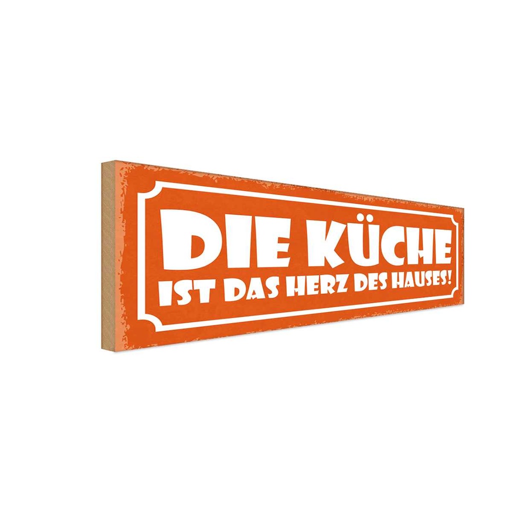 Holzschild 10x27 cm Küche ist das Herz des Hauses Kochen
