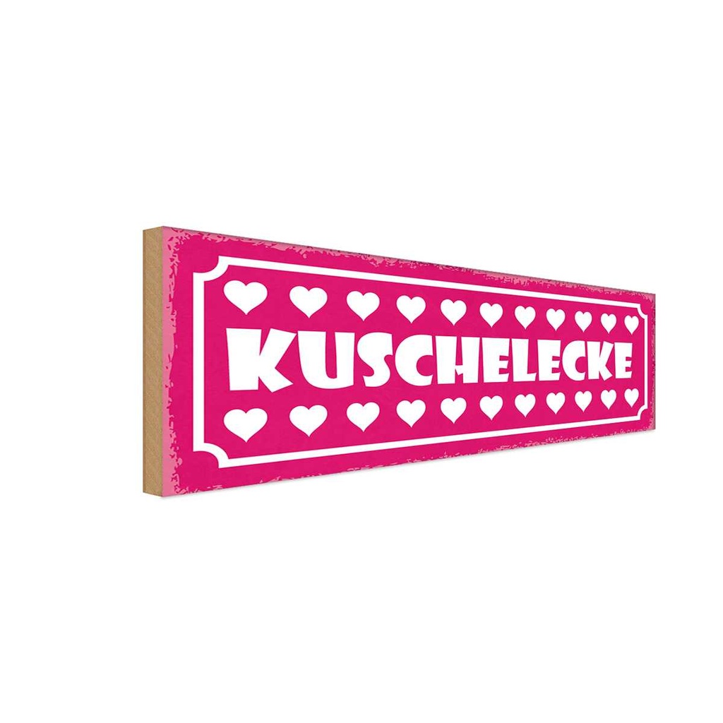 Holzschild 10x27 cm Kuschelecke Herzen Geschenk