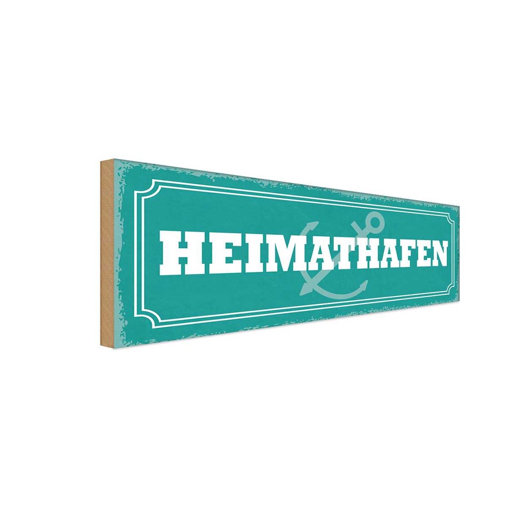 Holzschild 10x27 cm Heimathafen Dekoration