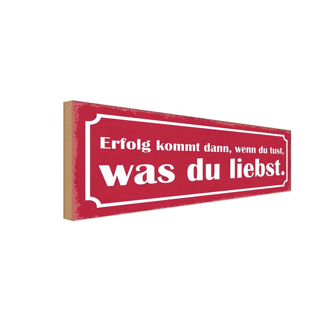 Holzschild 10x27 cm Erfolg du tust was liebst Dekoration