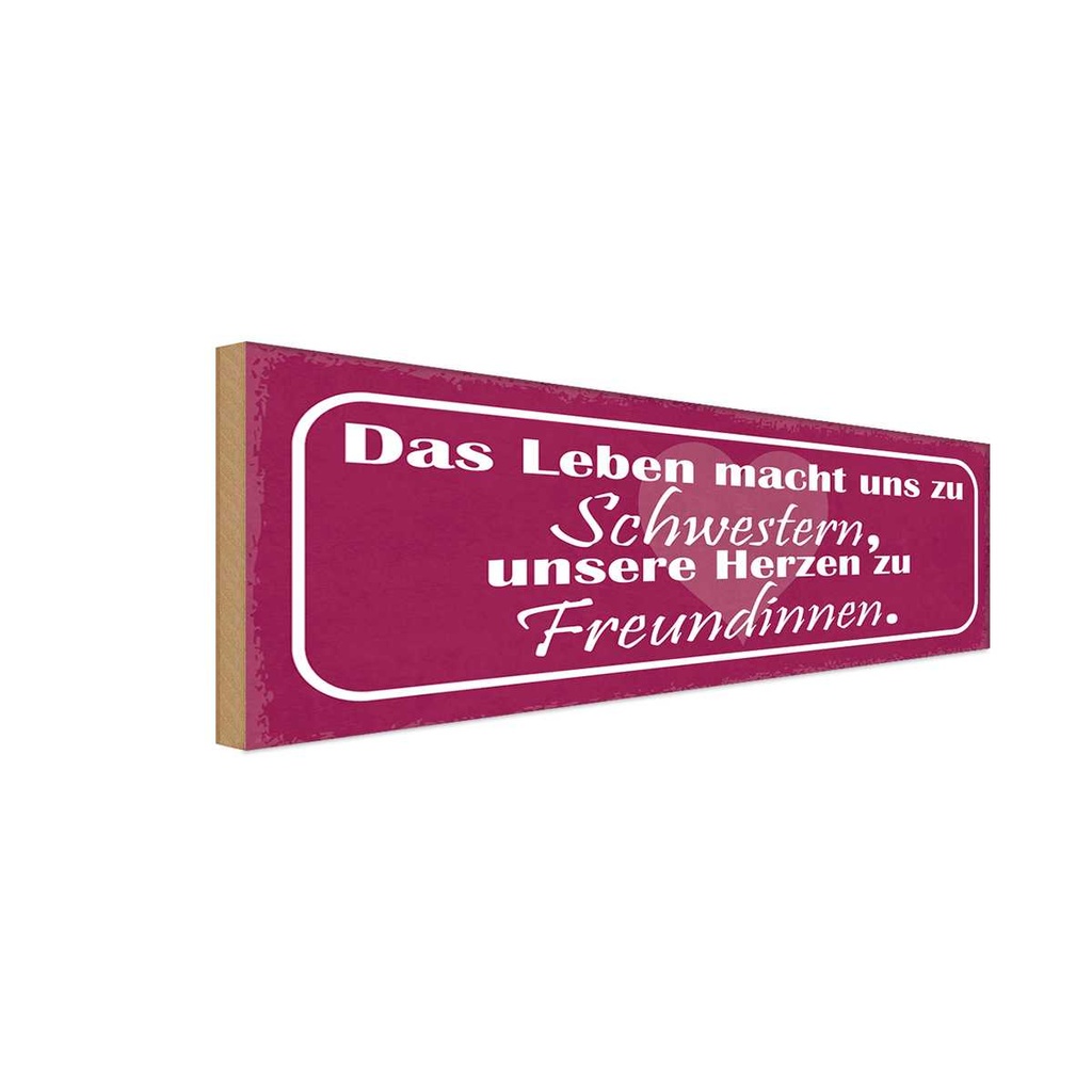 Holzschild 10x27 cm Leben macht uns zu Schwestern Dekoration