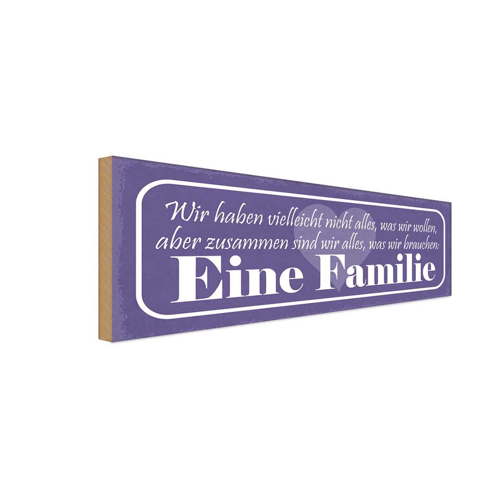 Holzschild 10x27 cm Familie Zusammen sind wir alles Freunde