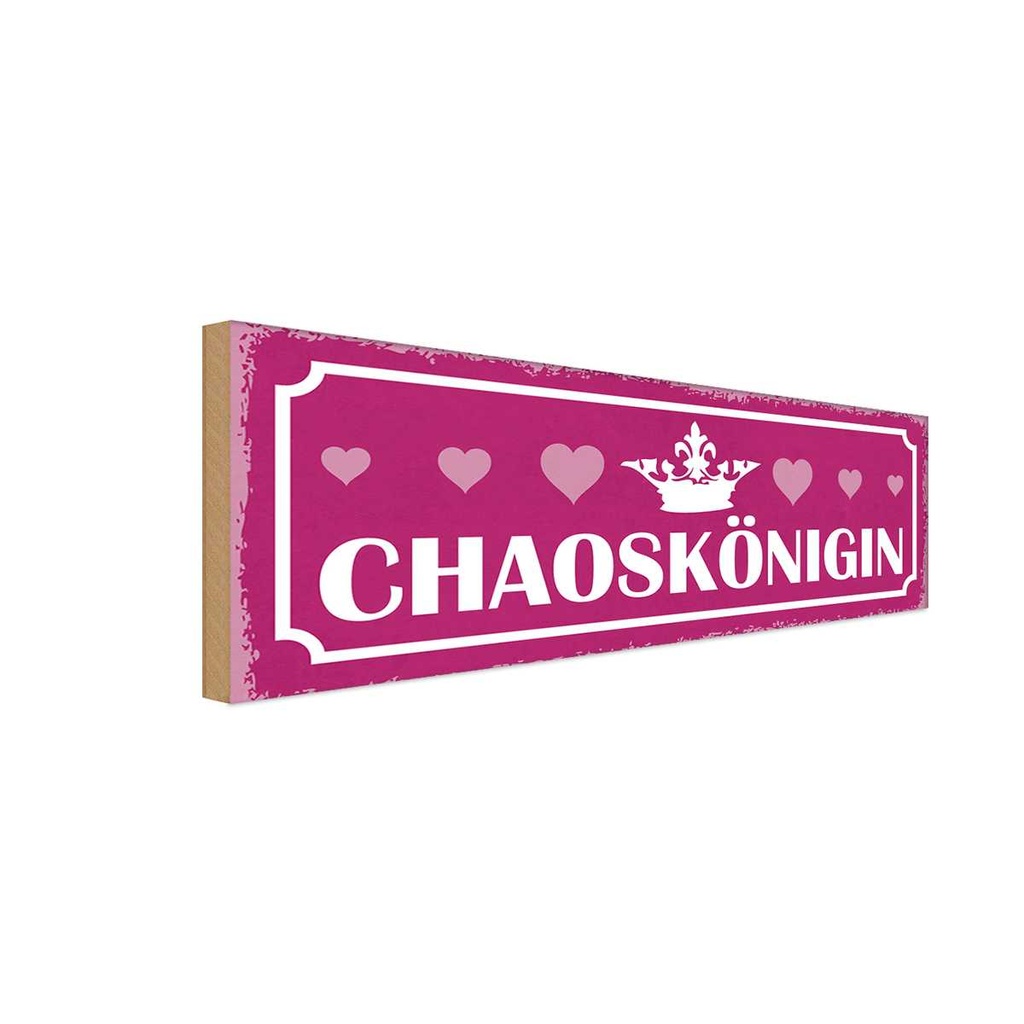 Holzschild 10x27 cm Chaoskönigin Herz Krone Dekoration