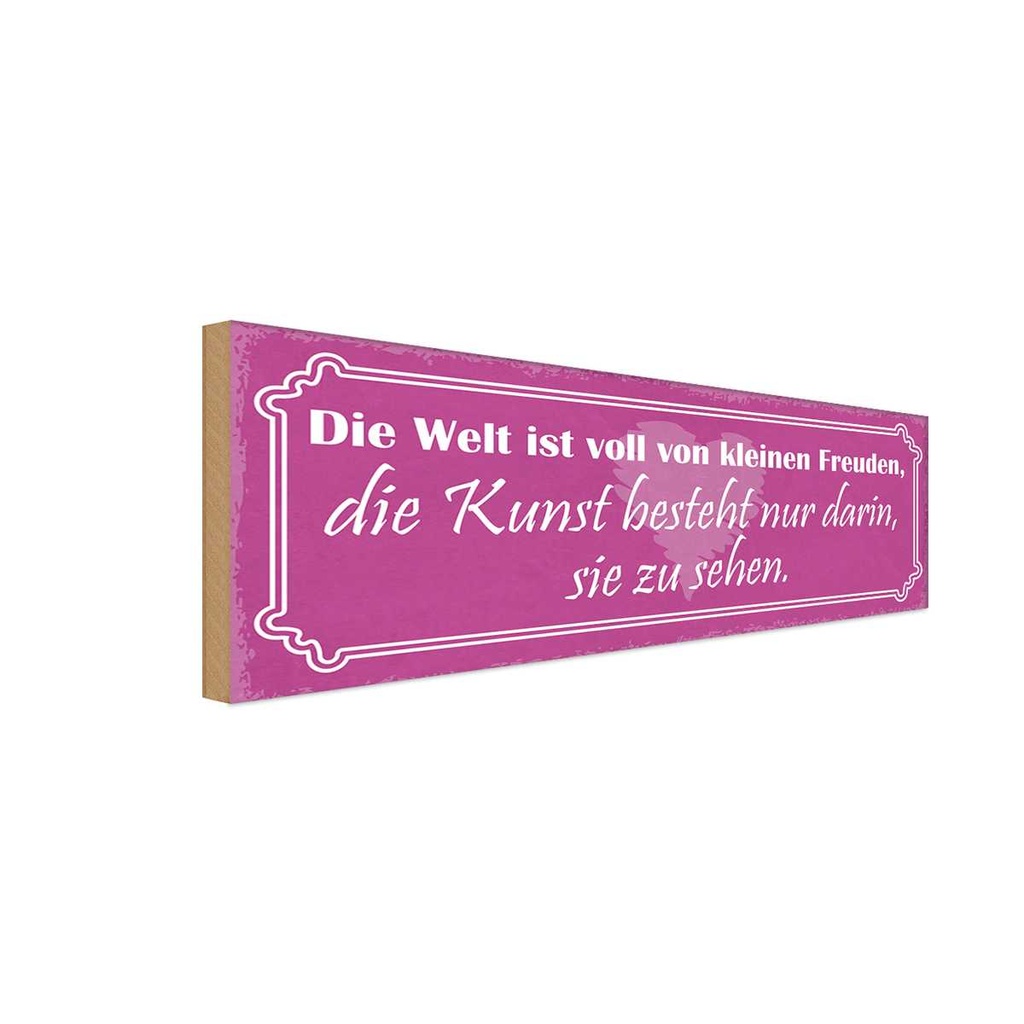 Holzschild 10x27 cm Kunst besteht darin sie zu sehen Spruch Zitat