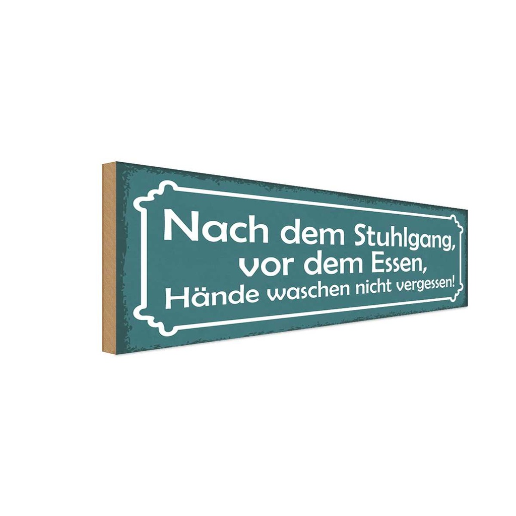 Holzschild 10x27 cm Hände waschen nicht vergessen Warnschild Hinweisschild