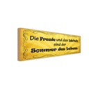 Holzschild 10x27 cm Freude Lächeln Sommer des Lebens Spruch Zitat