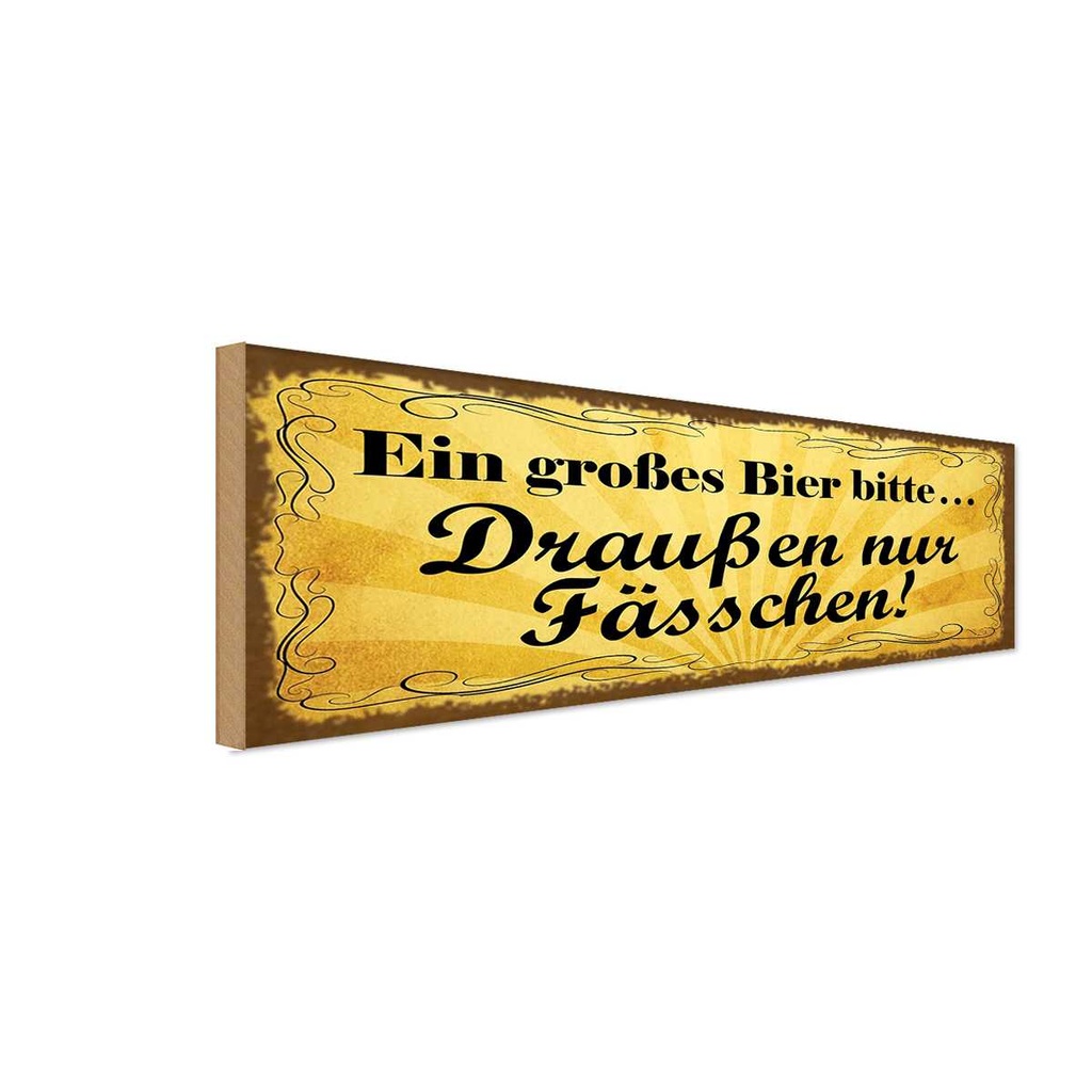 [LA-118060-H] Holzschild 10x27 cm Ein großes Bier bitte England