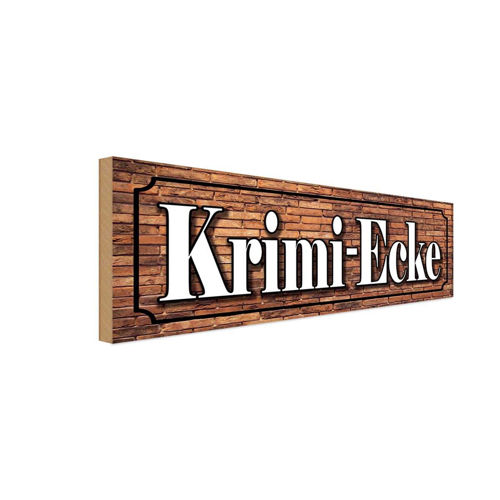 Holzschild 10x27 cm Krimi-Ecke Dekoration