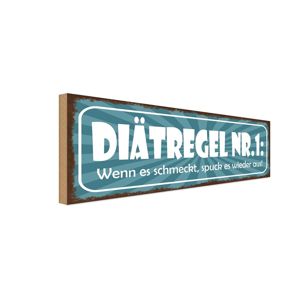 Holzschild 10x27 cm Diät schmeckt spuck wieder aus Dekoration