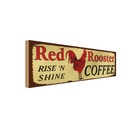 Holzschild 10x27 cm Red Rooster rise`n shine COFFEE Essen Trinken