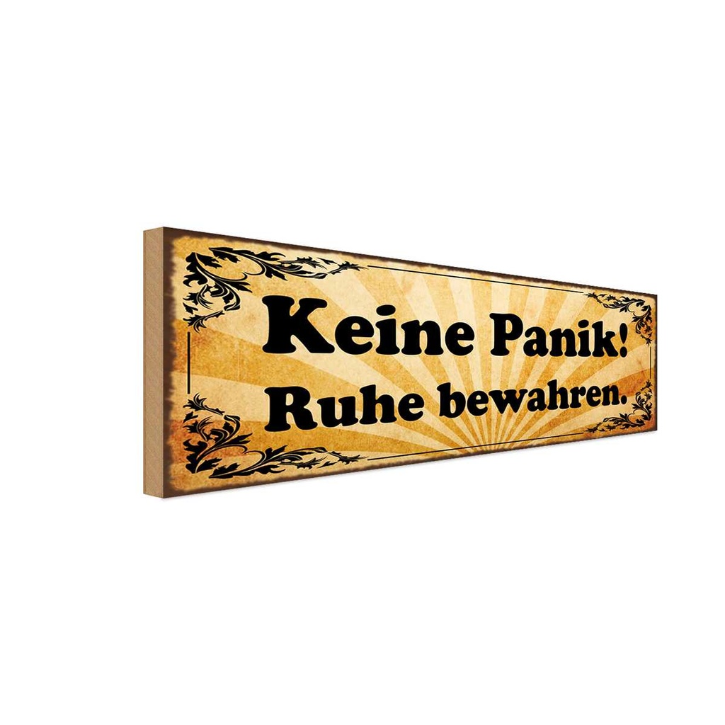 Holzschild 10x27 cm Keine Panik Ruhe bewahren Dekoration