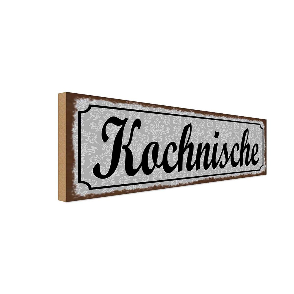 Holzschild 10x27 cm Kochnische Küche Kochen