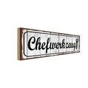 Holzschild 10x27 cm Chefwerkzeug Beruf Arbeit