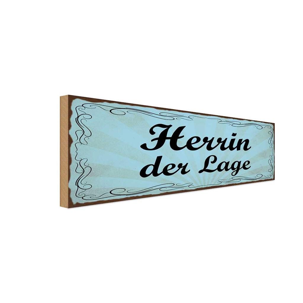 Holzschild 10x27 cm Herrin der Lage Dekoration
