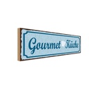 Holzschild 10x27 cm Gourmet Küche blau Kochen