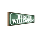 Holzschild 10x27 cm Herzlich Willkommen Geschenk