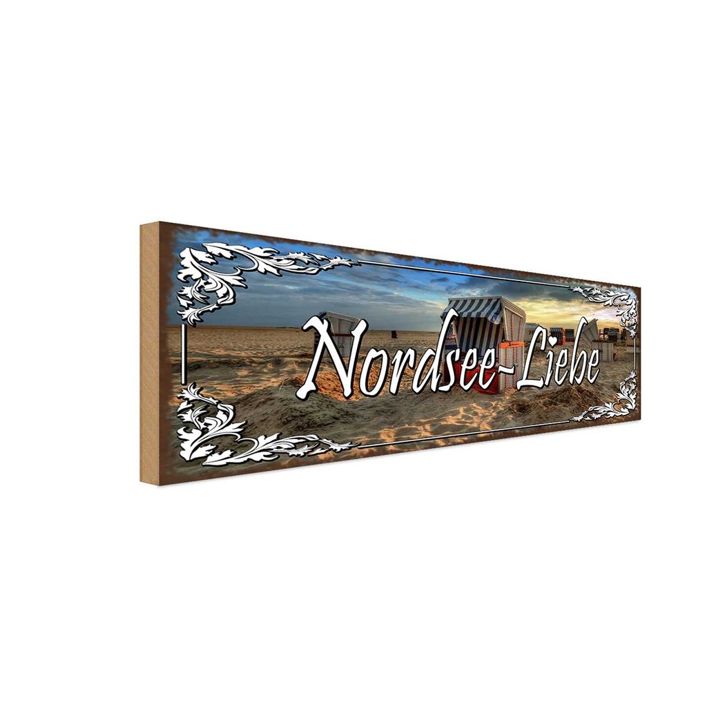 Holzschild 10x27 cm Nordsee - Liebe Urlaub