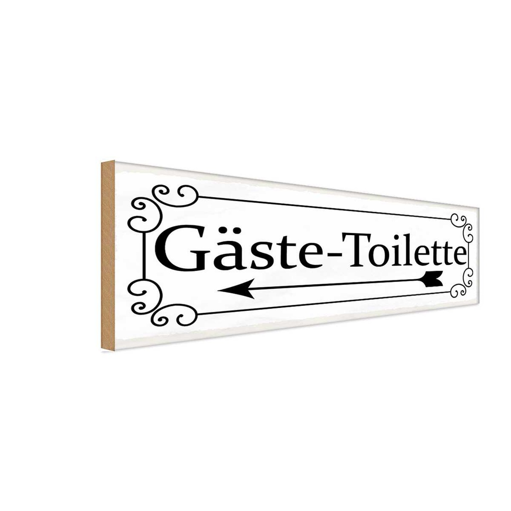 Holzschild 10x27 cm Gäste-Toilette links Warnschild Hinweisschild