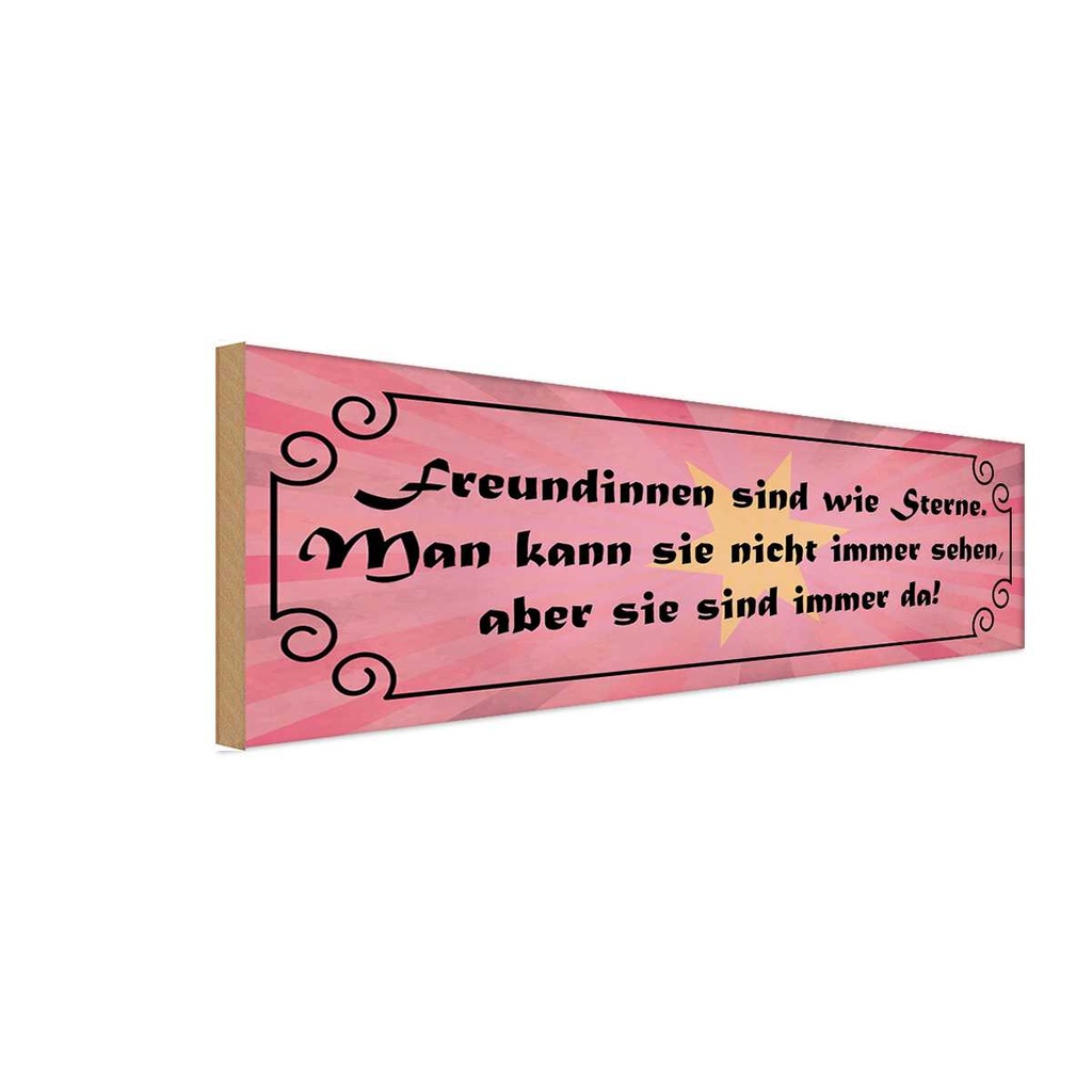 Holzschild 10x27 cm Freundinnen wie Sterne immer da Spruch Zitat