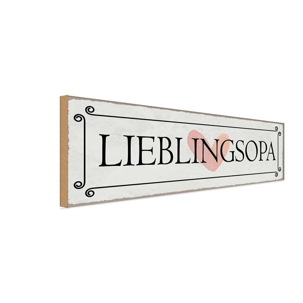 Holzschild 10x27 cm Lieblingsopa Herz Opa Oma
