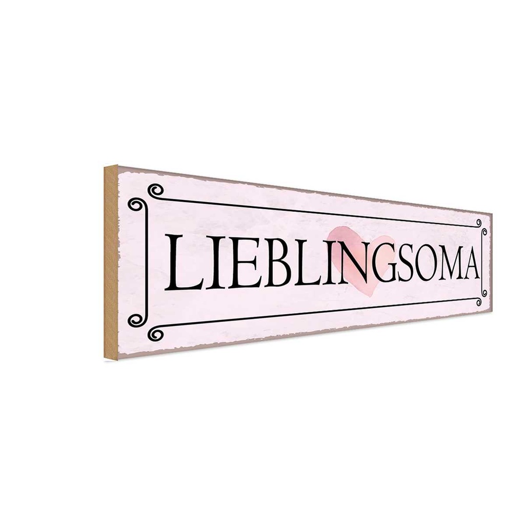 Holzschild 10x27 cm Lieblingsoma Herz Opa Oma